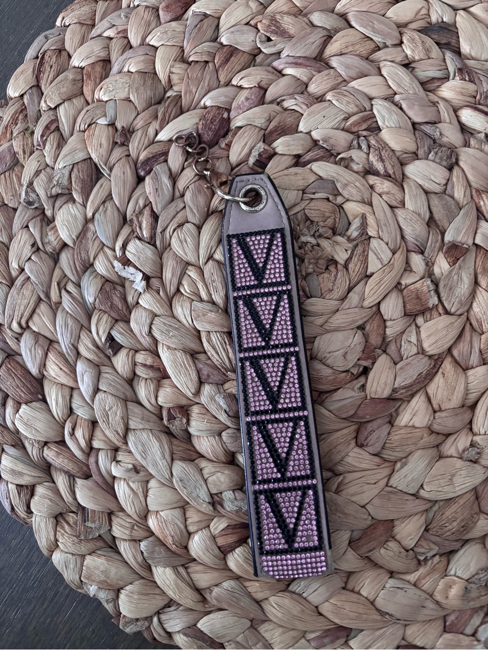 Victoria's Secret Pink and Black Crystal Key Holder